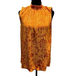Cato Women’s Size Large Tunic Blouse Sleeveless Orange Floral Print Halter Top